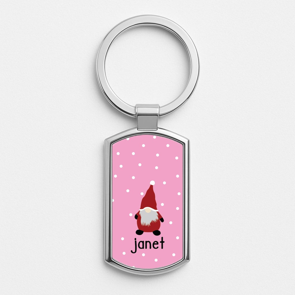 Personalised Gonk Silver Keyring