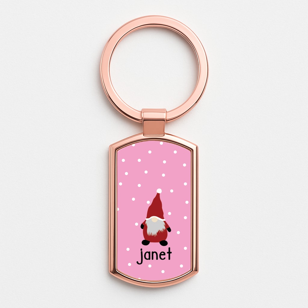 Personalised Gonk Rose Gold Keyring