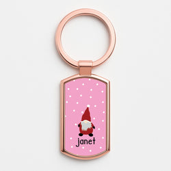 Personalised Gonk Rose Gold Keyring