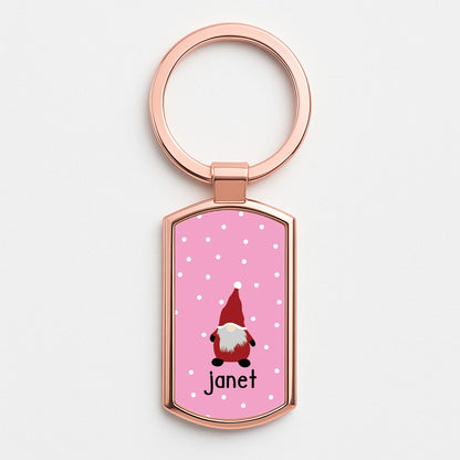 Personalised Gonk Rose Gold Keyring