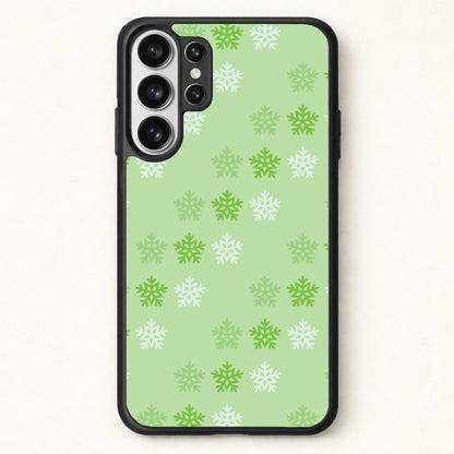 Green Slowflakes Christmas Pattern Phone Case for Galaxy S26 Ultra