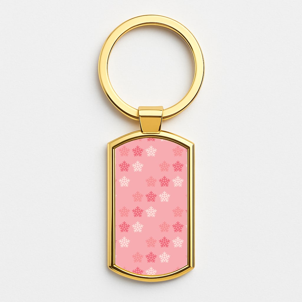 Christmas Pattern 4 Gold Keyring