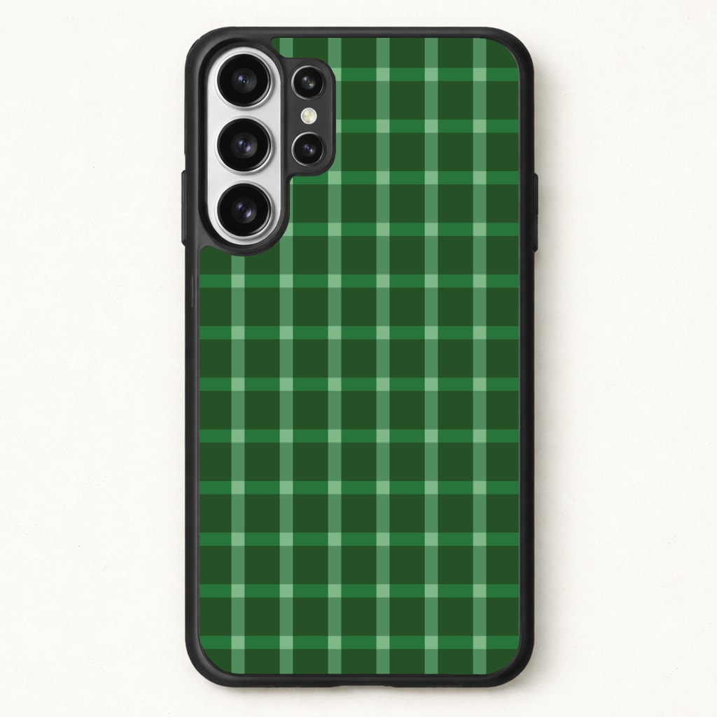 Dark Green Tartan Christmas Pattern Phone Case for Galaxy S26 Ultra