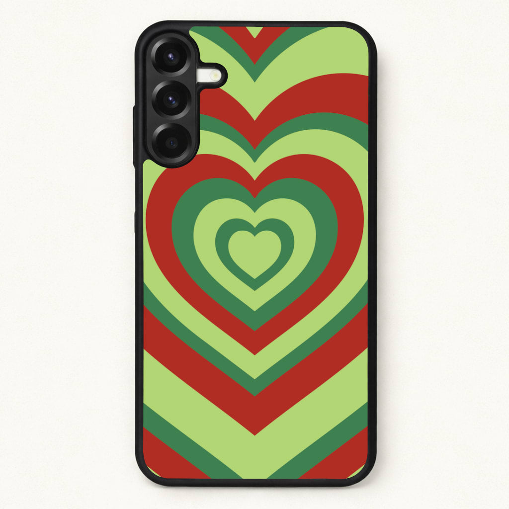 Red And Green Trippy Heart Christmas Pattern Phone Case for Galaxy A17