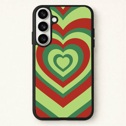 Red And Green Trippy Heart Christmas Pattern Phone Case for Galaxy S26