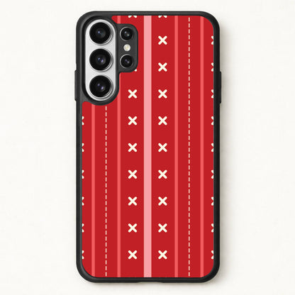 Stripes And Stitches Red Christmas Pattern Phone Case for Galaxy S26 Ultra