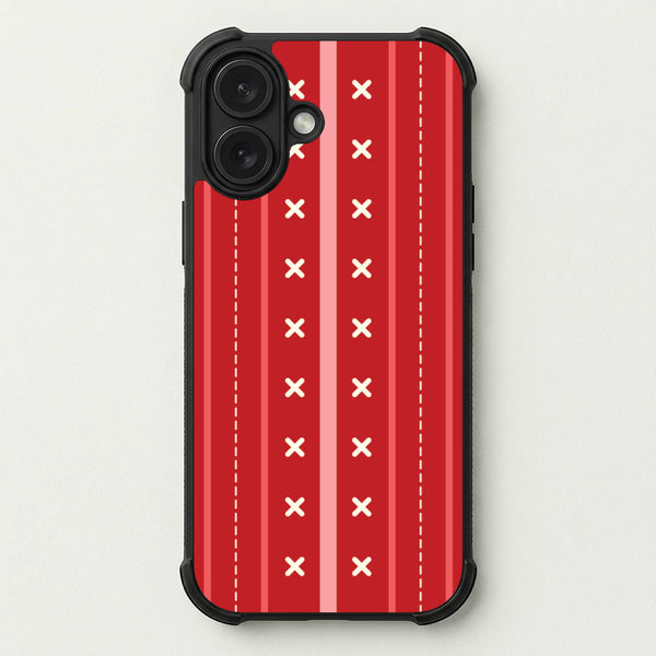 Stripes And Stitches Red Christmas Pattern Phone Case — Bumper case