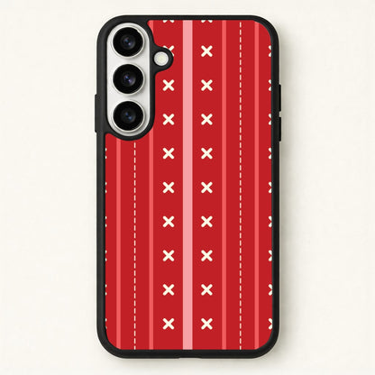 Stripes And Stitches Red Christmas Pattern Phone Case for Galaxy S26 Plus