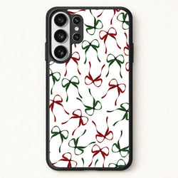 Red And Green Coquette Christmas Bows Pattern Phone Case for Galaxy S26 Ultra