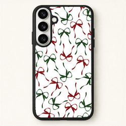 Red And Green Coquette Christmas Bows Pattern Phone Case for Galaxy S26