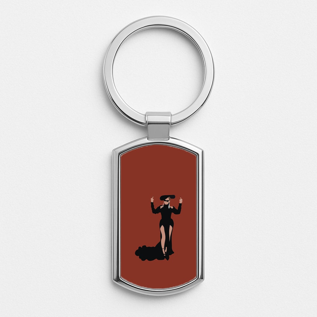 Middle Fingers - Queen B Silver Keyring