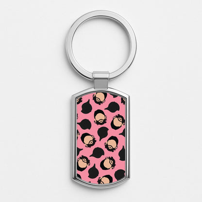 Joe And Hats Pattern Silver Keyring