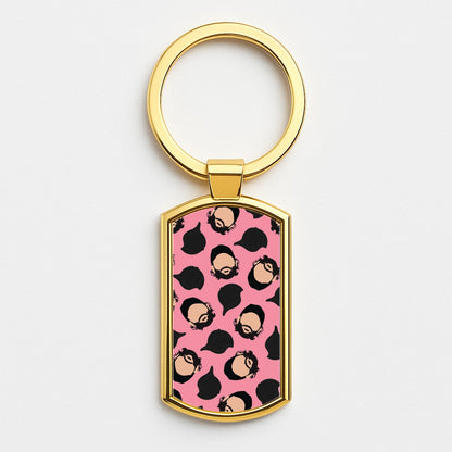 Joe And Hats Pattern Gold Keyring