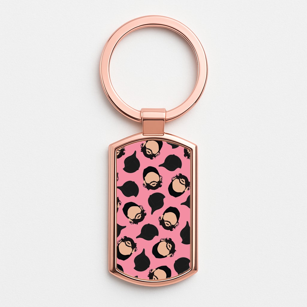 Joe And Hats Pattern Rose Gold Keyring