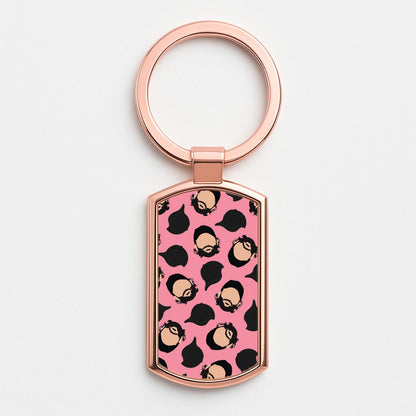 Joe And Hats Pattern Rose Gold Keyring