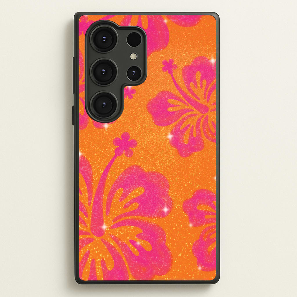 Shimmer Hibiscus Phone Case - Galaxy S25 Ultra