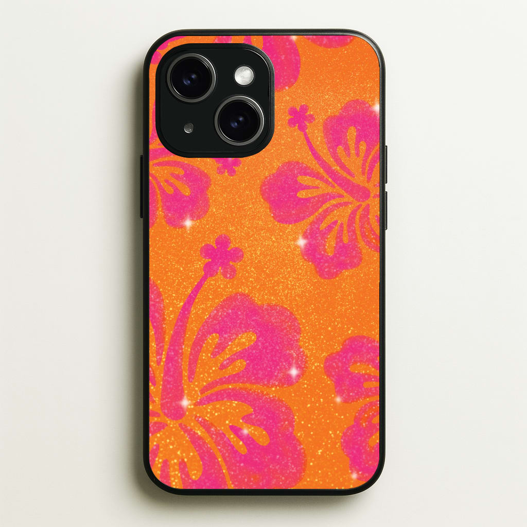 Shimmer Hibiscus Phone Case - iPhone 15 Plus