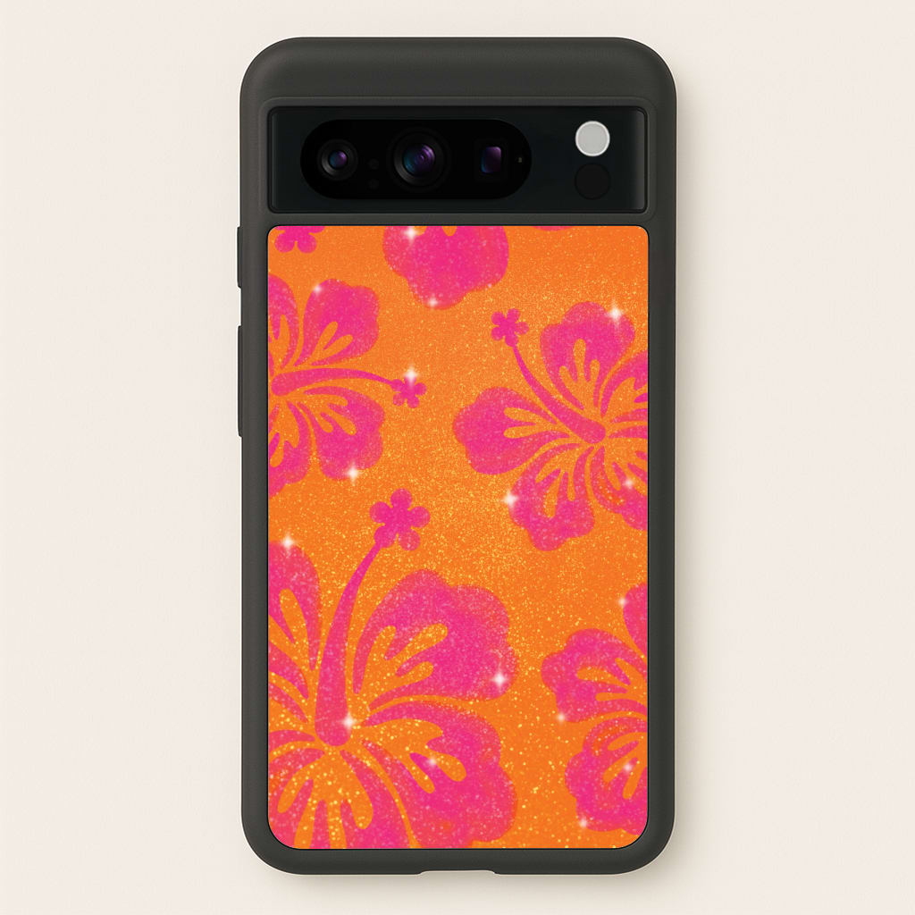 Shimmer Hibiscus Phone Case - Google Pixel 8 Pro