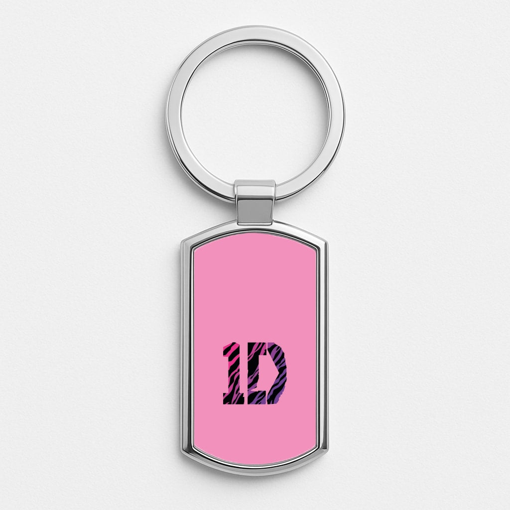 Zebra 1D Silver Keyring