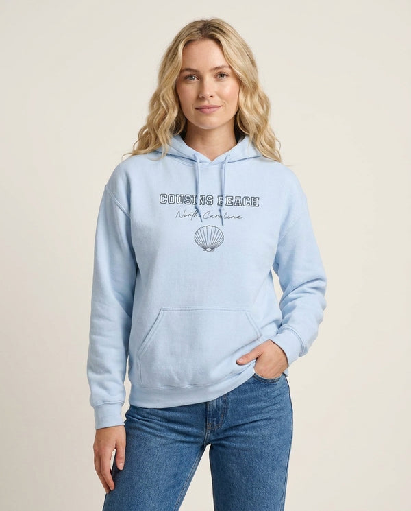 Cousins Beach - TSITP Hoodie — Blue Front, worn