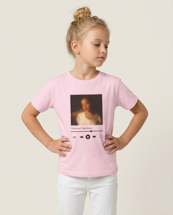 Sunshine Music Player Kids T-Shirt — Pink Front, worn