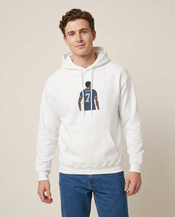 Mbappe - Football Hoodie — White Front, worn