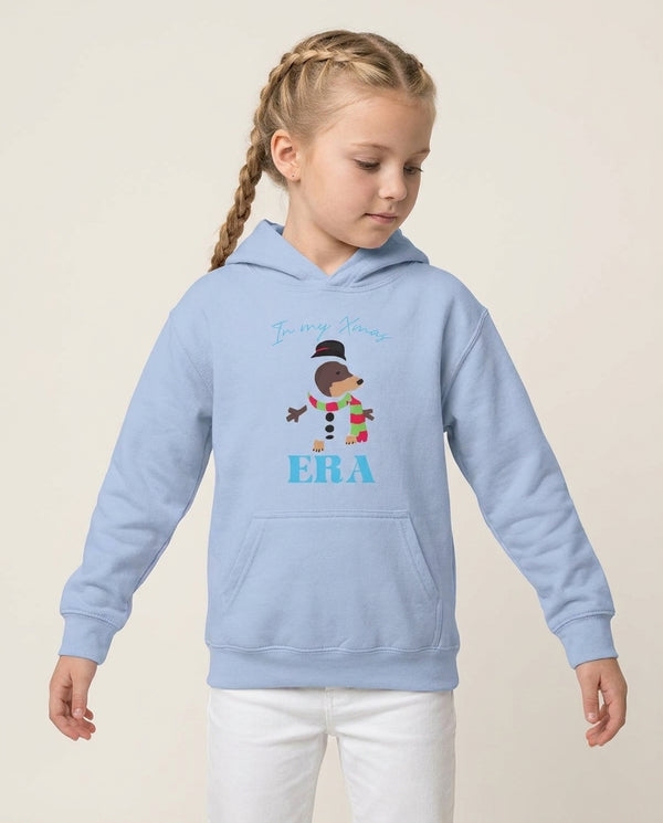 It's My Xmas Era Dog Kids Hoodie — Blue Front, worn