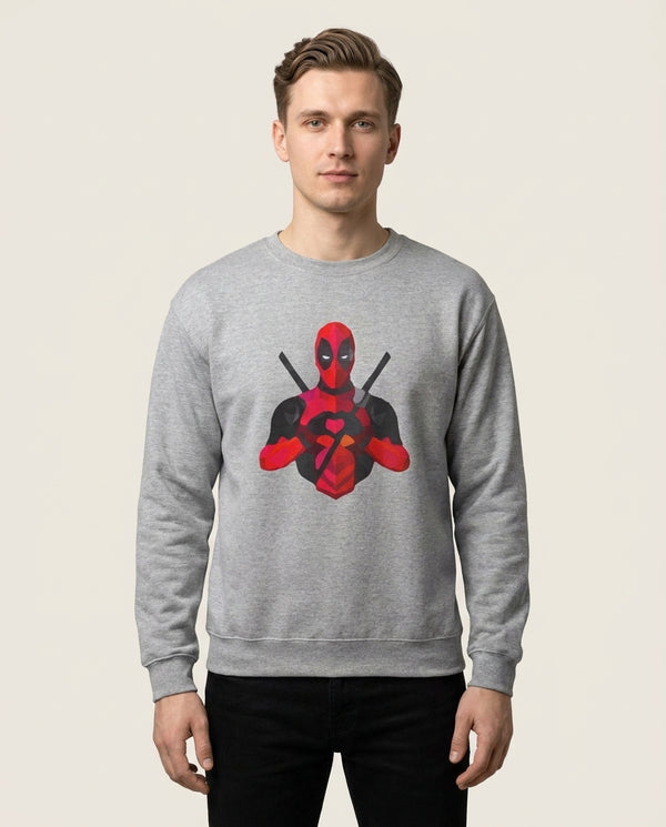 DP Sweatshirt — Grey Front, worn