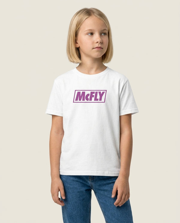 Yellow And Purple - McBand Kids T-Shirt — White Front, worn