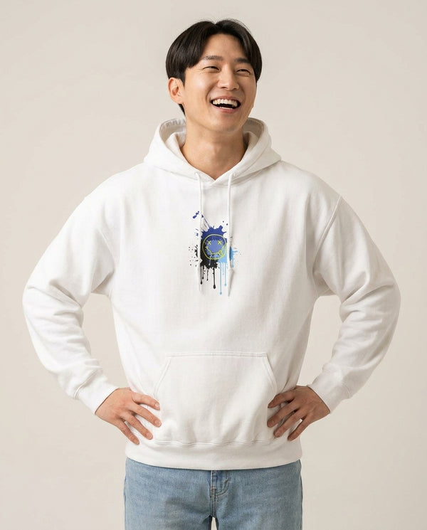 Blue Graffiti - Skate Aesthetic  Hoodie — White Front, worn