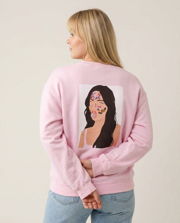 Sour - Olivia Sweatshirt — Pink Back, worn
