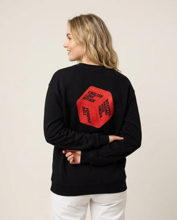 Dice Sweatshirt — Black Back, worn
