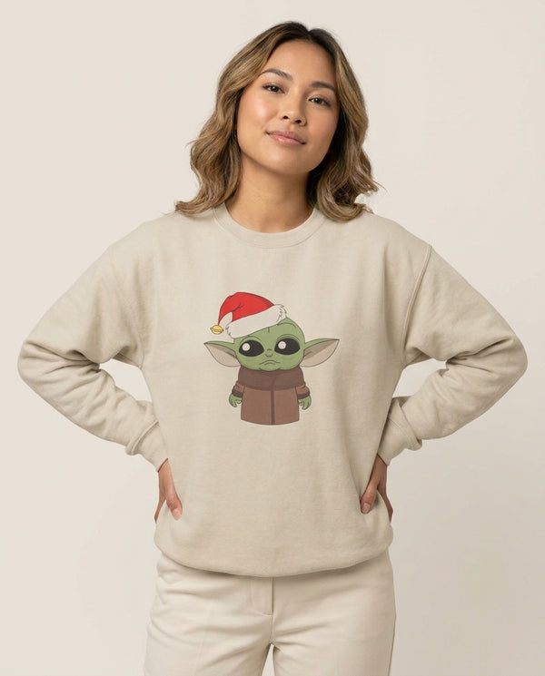 Baby Yoda Sweatshirt — Sand Front, worn