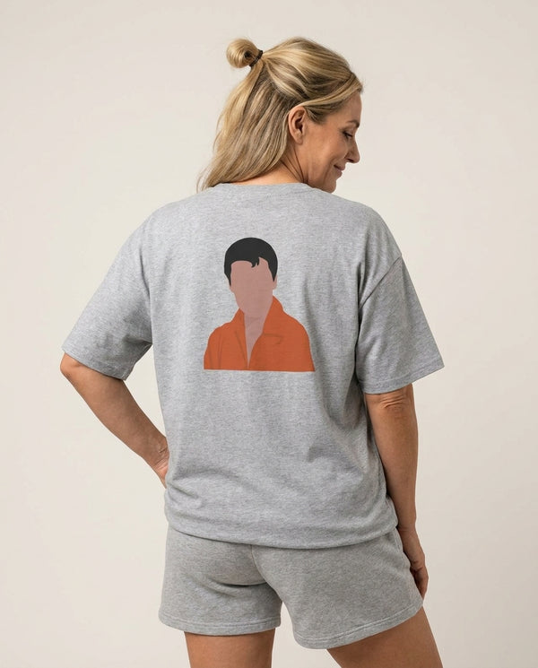 Faceless Elvis T-Shirt — Grey Back, worn