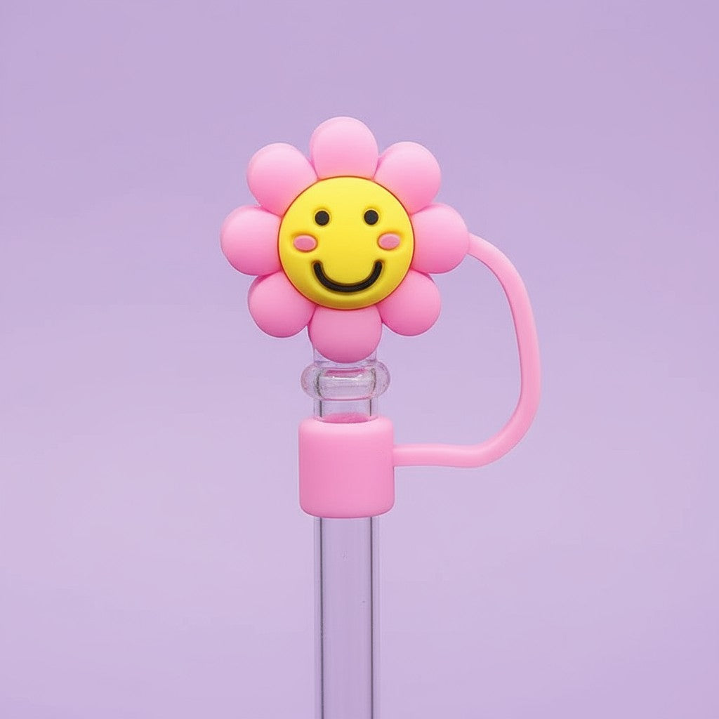 Smiley Flower Straw Cover