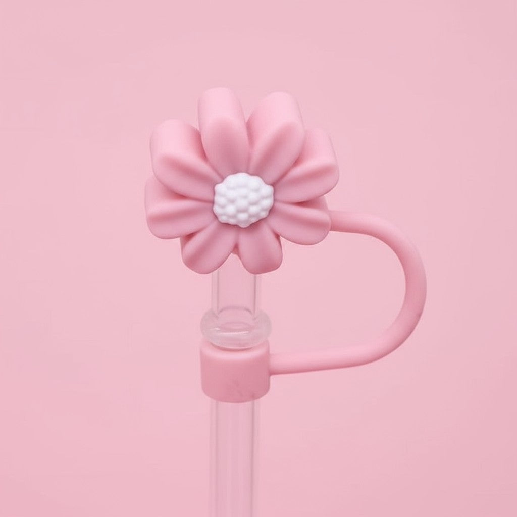 Pink Daisy Straw Cover
