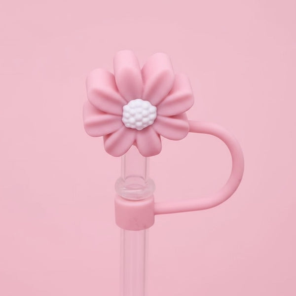 Pink Daisy Straw Cover