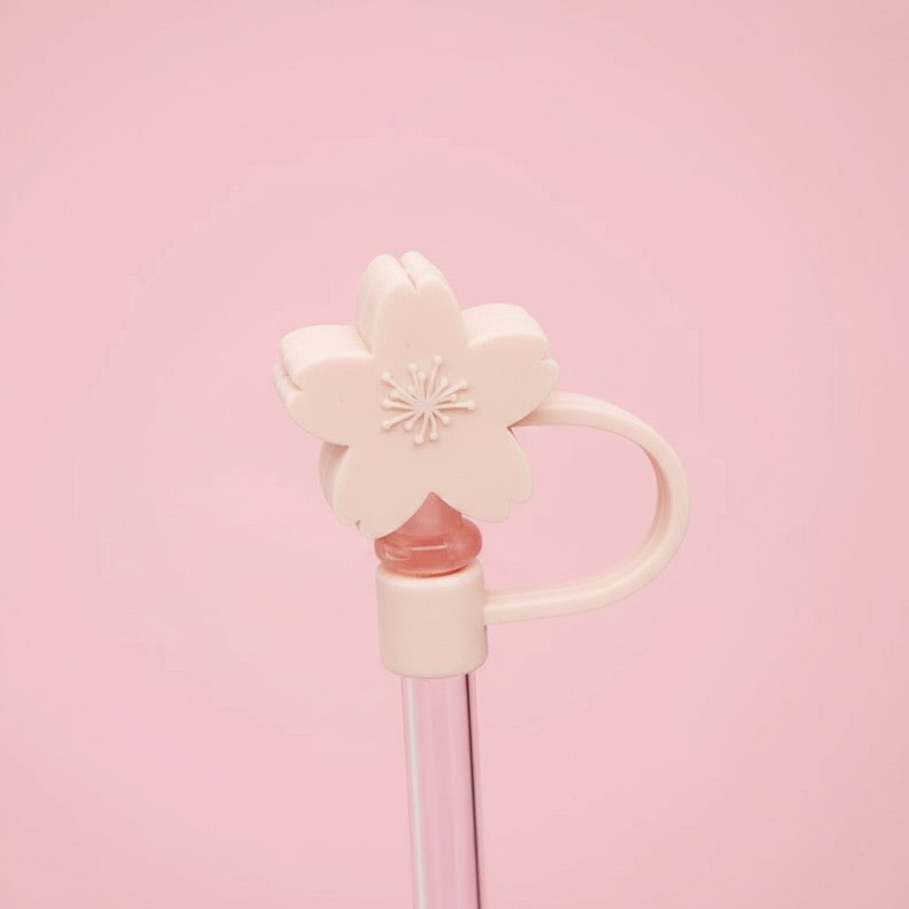 Light Pink Flower Straw Cover