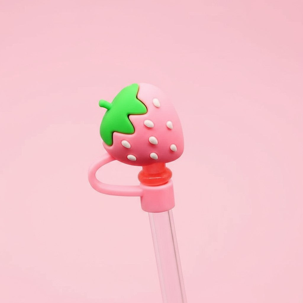 Pink Strawberry Straw Cover