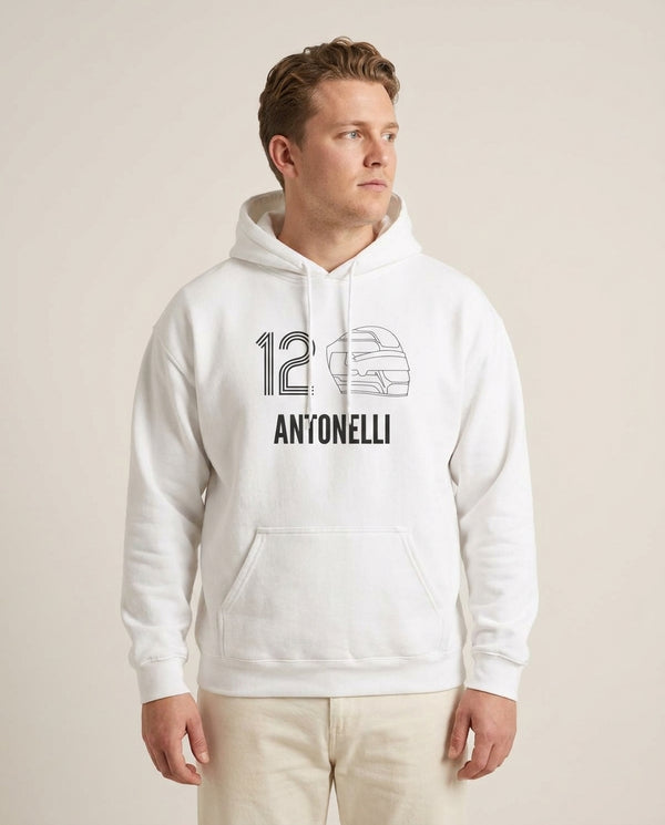 Antonelli Helmet 2026 Hoodie — White Front, worn