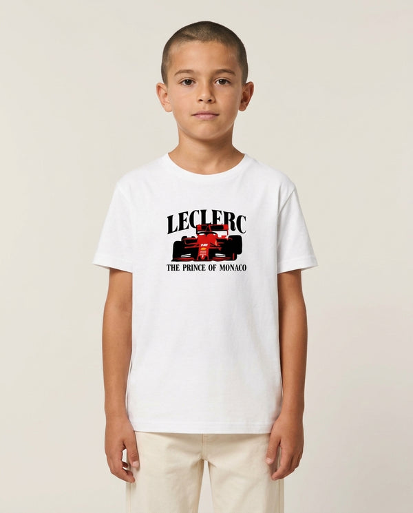 Prince Of Monaco Kids T-Shirt — White Front, worn