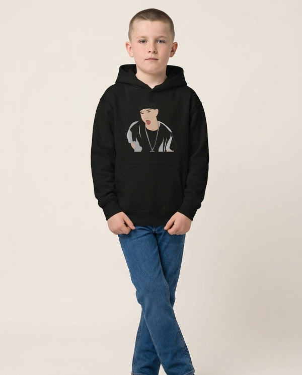 Bandanna Kids Hoodie — Black Front, worn