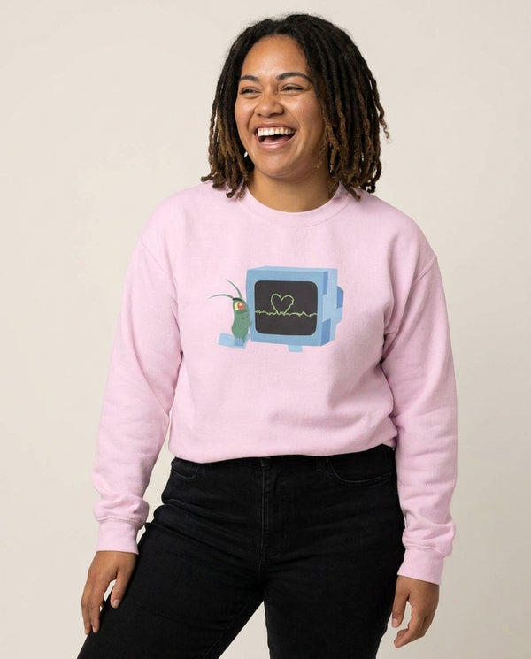 Plankton And Karen Sweatshirt — Pink Front, worn