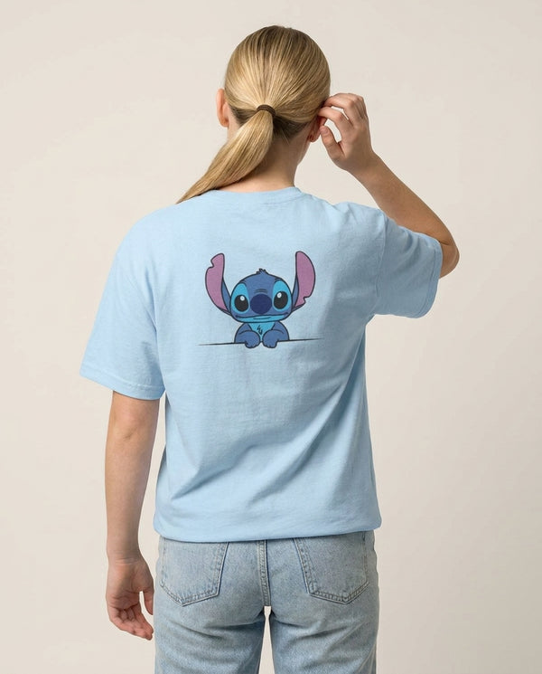 Alien Blue Leaning T-Shirt — Blue Back, worn