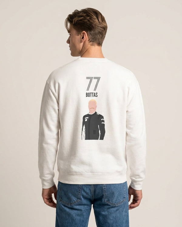 Bottas 2026 Sweatshirt — White Back, worn