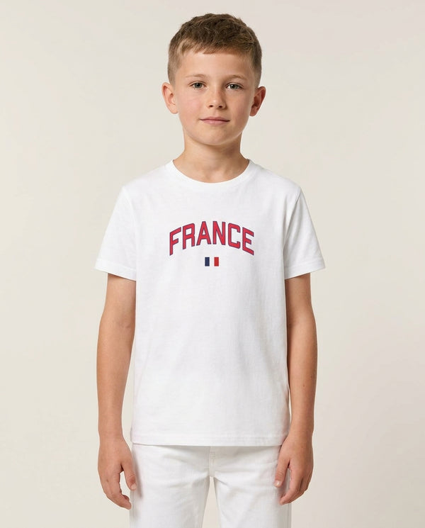 France Team Kit Kids T-Shirt — White Front, worn
