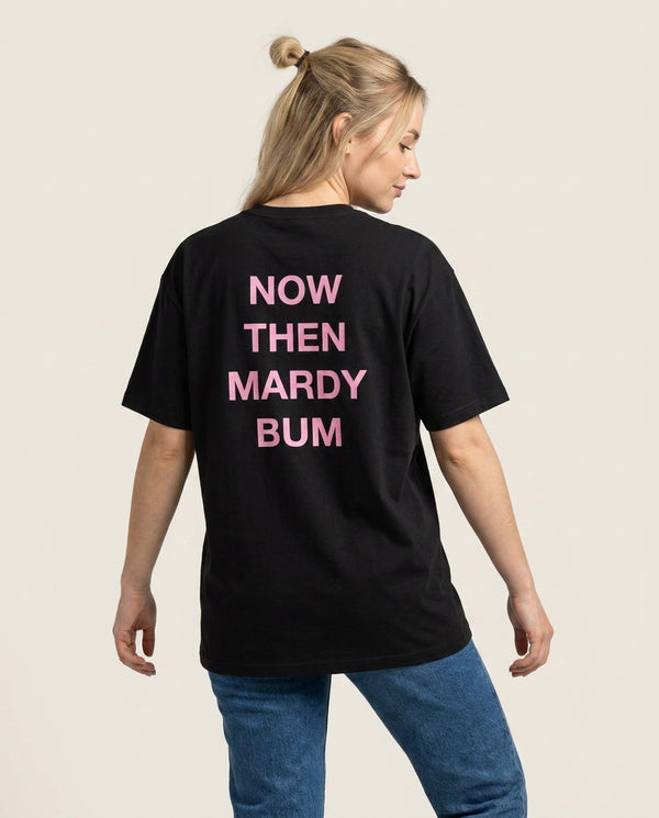Mardy Bum T-Shirt — Black Back, worn
