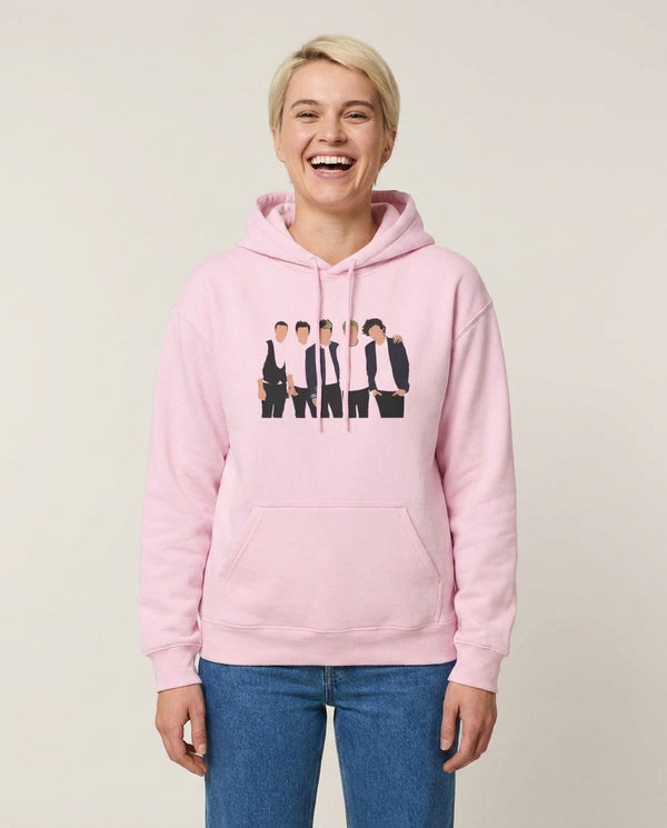 Old Members Hoodie — Pink Front, worn