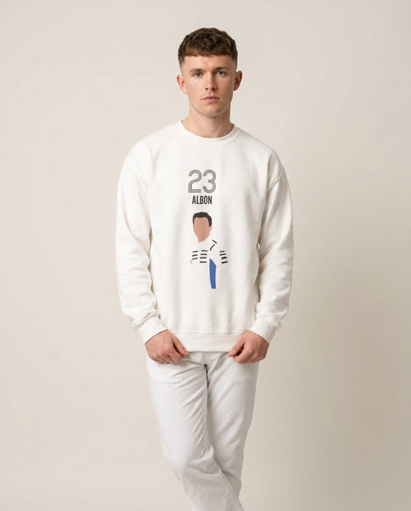 Albon 2026 Sweatshirt — White Front, worn