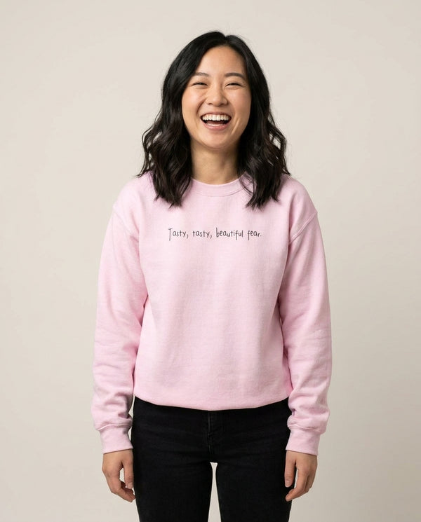 Tasty, Tasty , beautiful fear - Clown Sweatshirt — Pink Front, worn